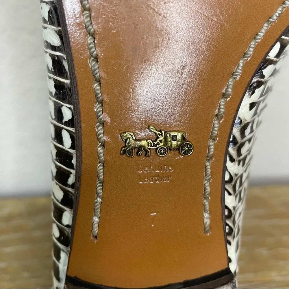 Coach Lola Ballet Black and White Snakeskin Flats Size 7